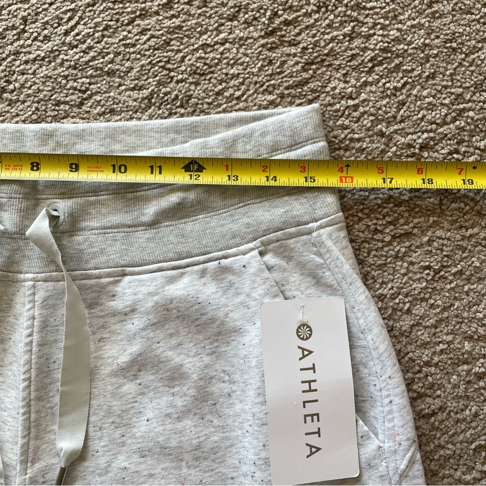 NWT Athleta Balance Wide-Leg Drawstring Light Heather Gray Speckled Pant M - Picture 6 of 9